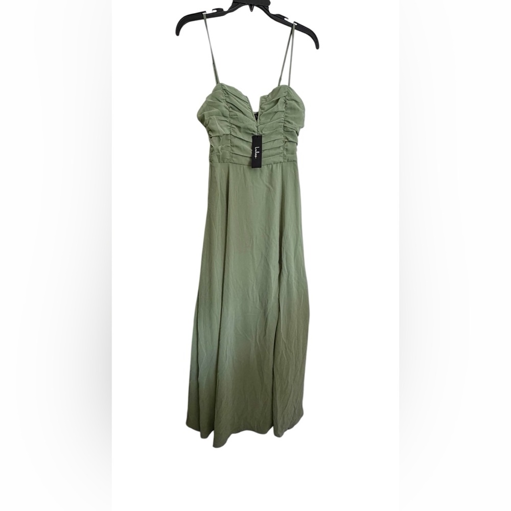 Lulus NWT “Sweeney” Sleeveless Spaghetti Strap Maxi Dress In Sage Brush Sz Small - Picture 8 of 16